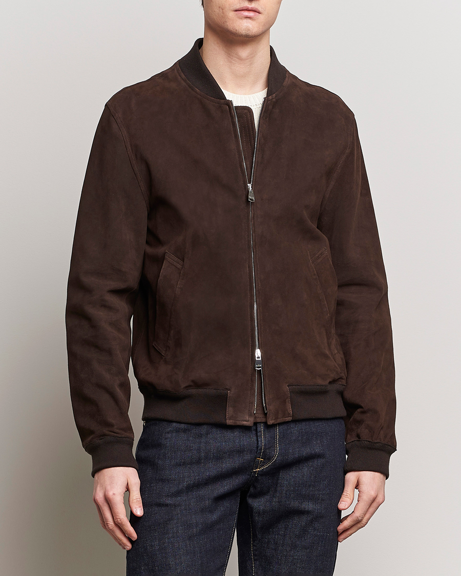 Homme | Manteaux Et Vestes | Valstar | Zip Suede Jacket Dark Brown