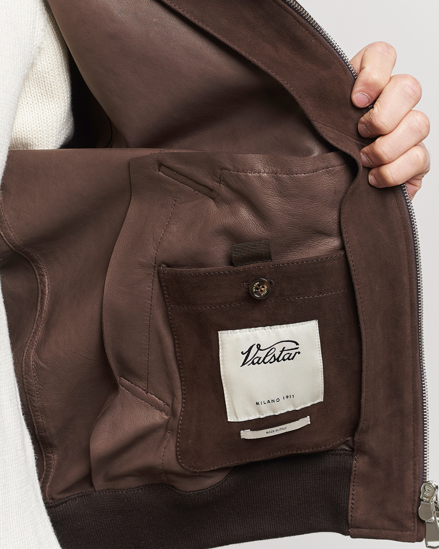 Homme | Manteaux Et Vestes | Valstar | Zip Suede Jacket Dark Brown