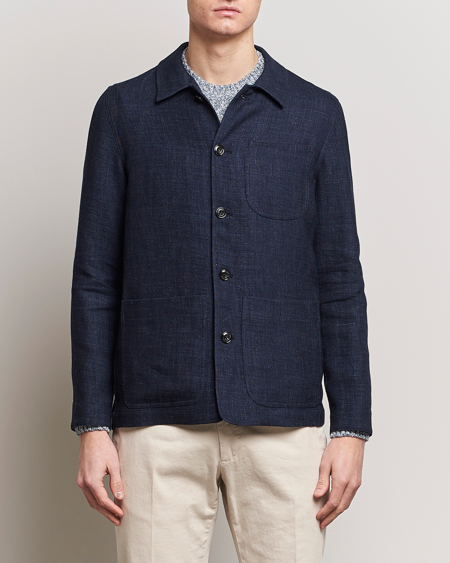 Homme | Soldes -20% | Altea | Wool/Linen Chore Jacket Navy