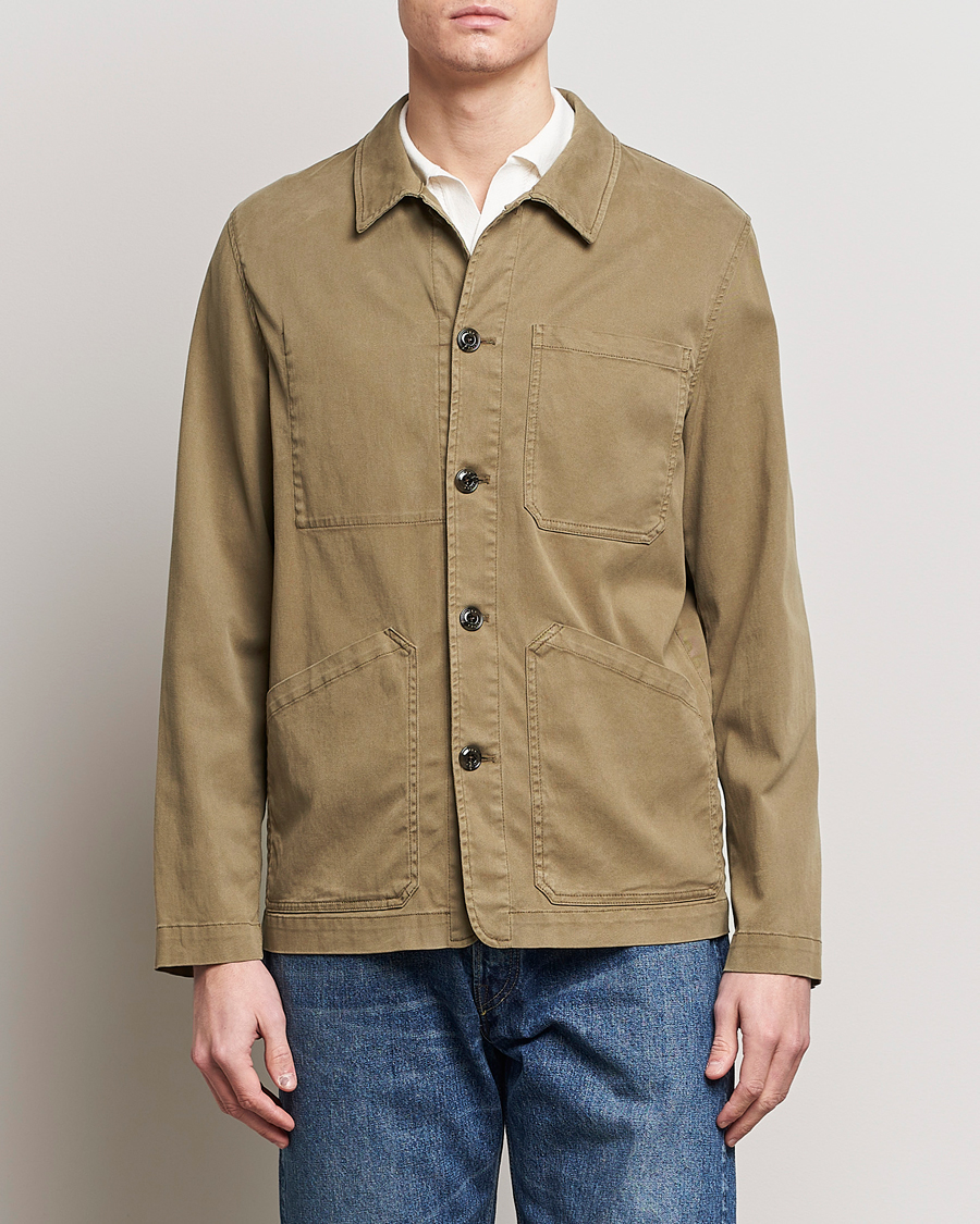 Homme |  | Altea | Soft Cotton Shirt Jacket Olive