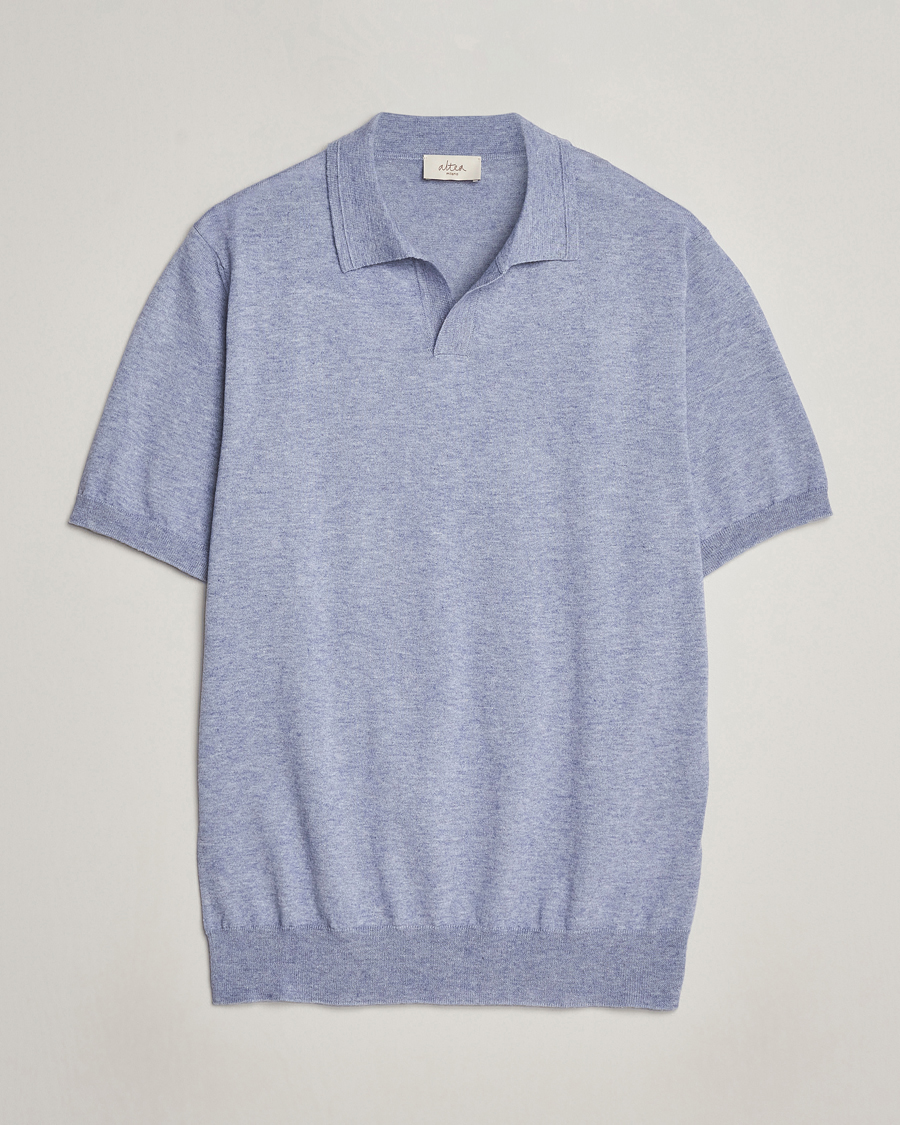 Homme | Polos | Altea | Cotton/Cashmere Polo Shirt Light Blue