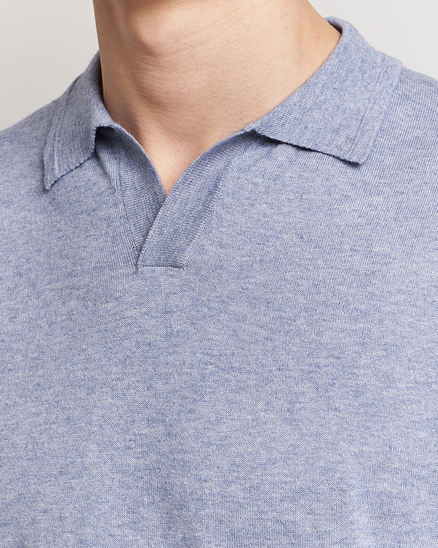 Homme | Polos | Altea | Cotton/Cashmere Polo Shirt Light Blue