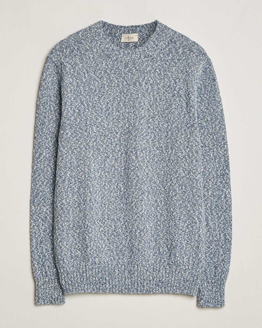 Homme | Pulls Et Tricots | Altea | Cotton Mouline Crew Neck Pullover Blue Melange