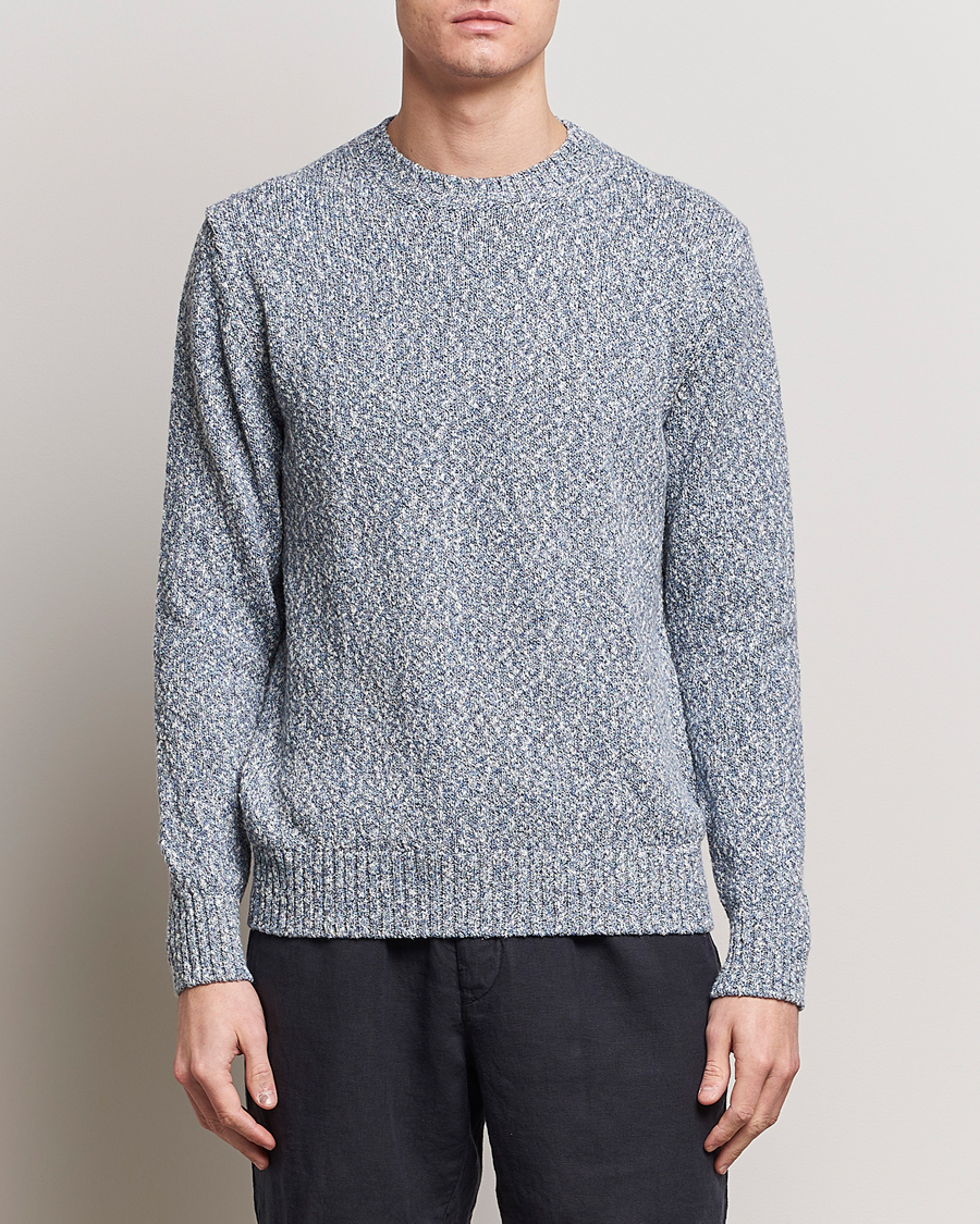 Homme | Pulls Et Tricots | Altea | Cotton Mouline Crew Neck Pullover Blue Melange