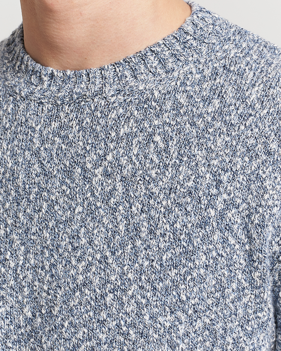 Homme | Pulls Et Tricots | Altea | Cotton Mouline Crew Neck Pullover Blue Melange