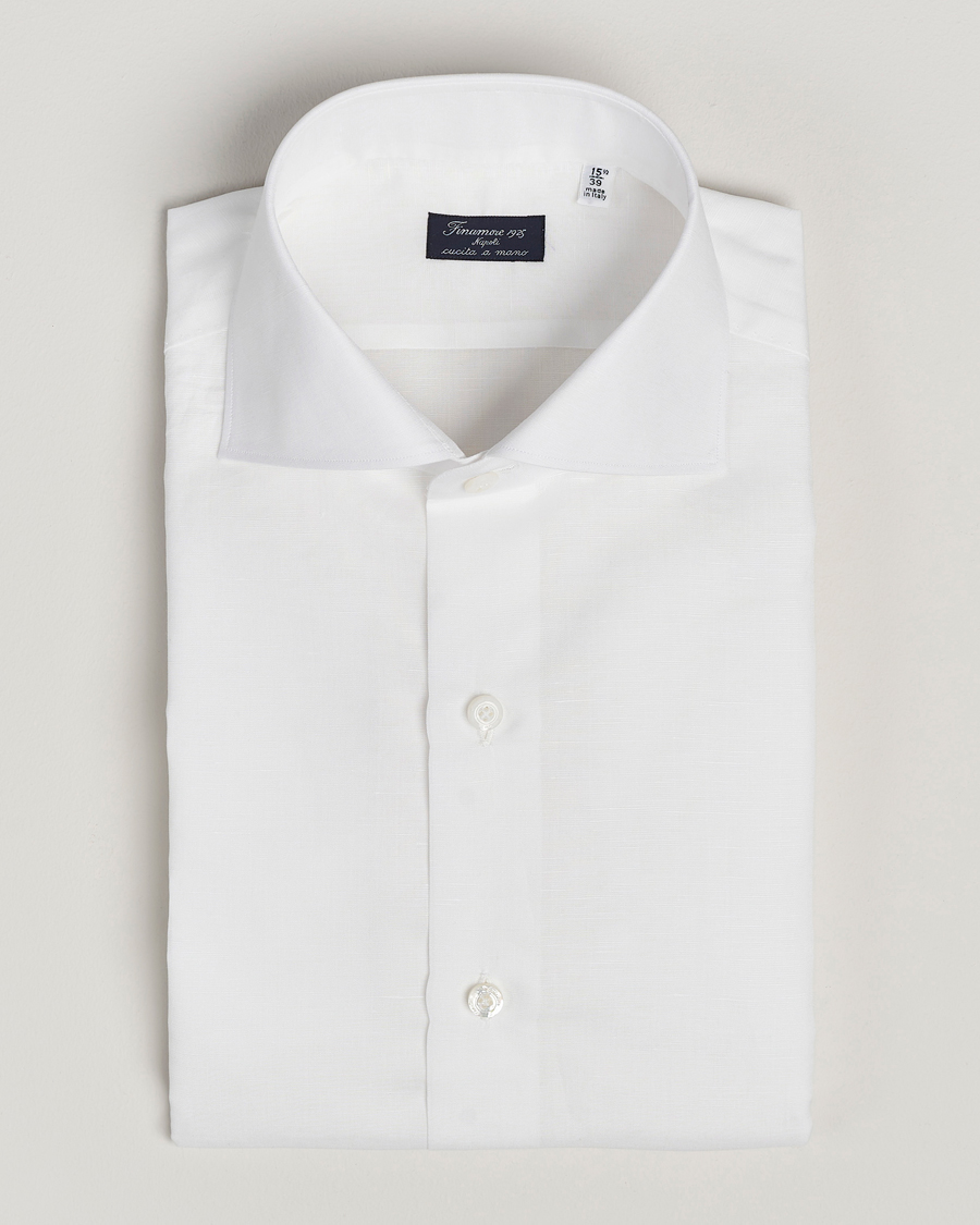 Homme | Chemises | Finamore Napoli | Milano Slim Linen Dress Shirt White