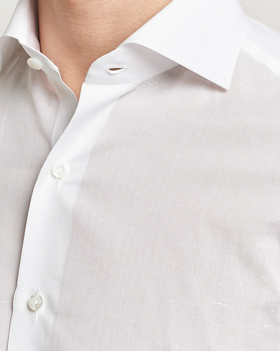 Homme | Chemises | Finamore Napoli | Milano Slim Linen Dress Shirt White