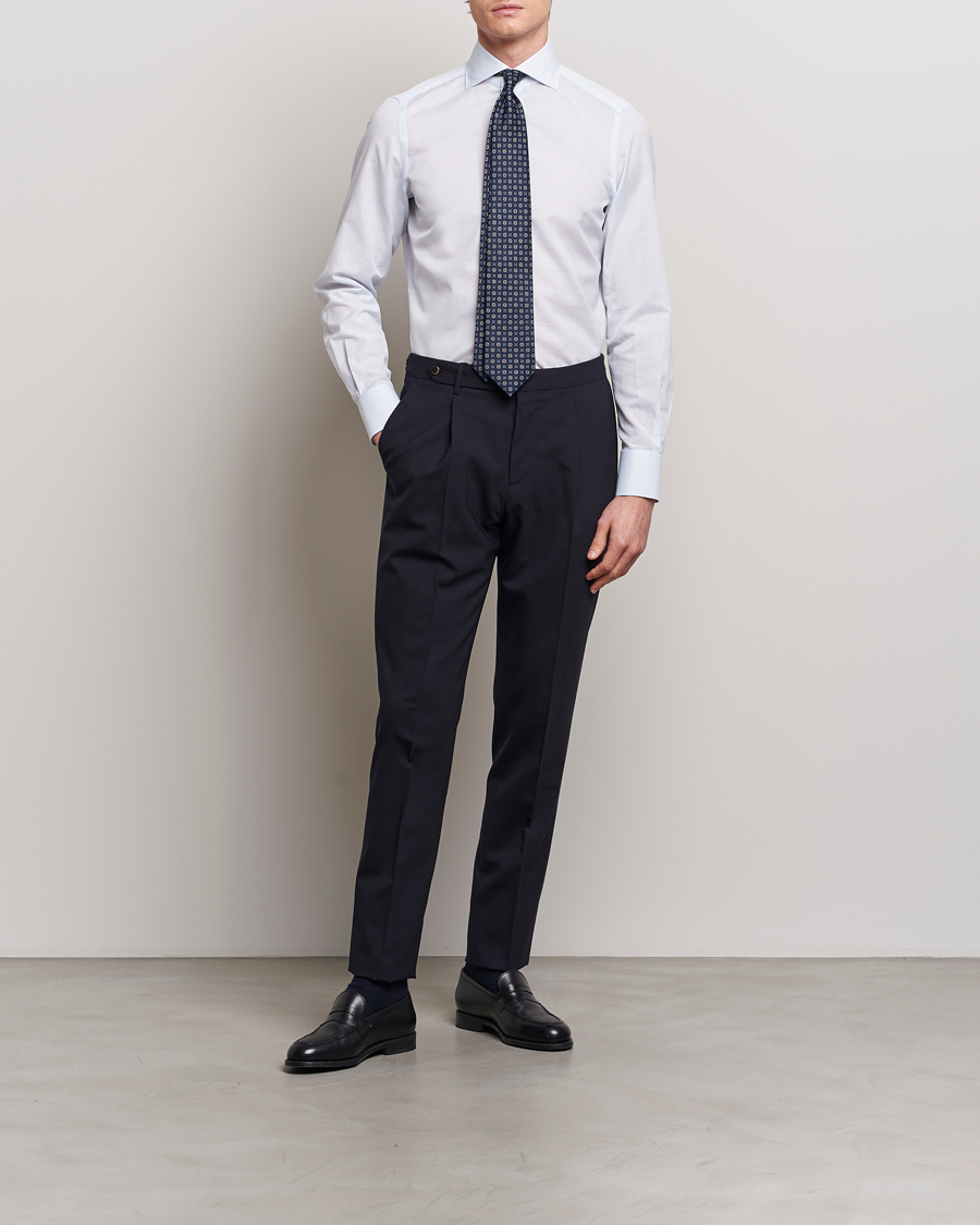 Homme | Chemises | Finamore Napoli | Milano Slim Linen Dress Shirt Light Blue