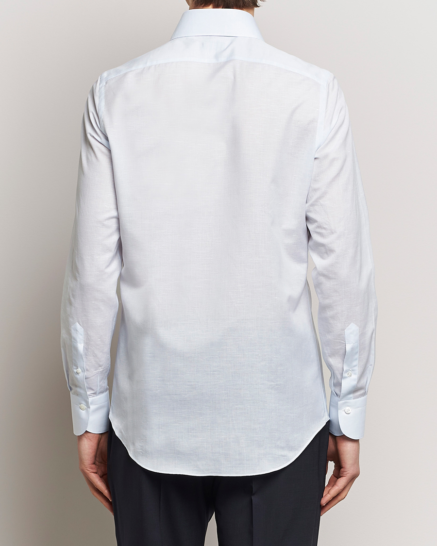 Homme | Chemises | Finamore Napoli | Milano Slim Cotton/Linen Shirt Light Blue