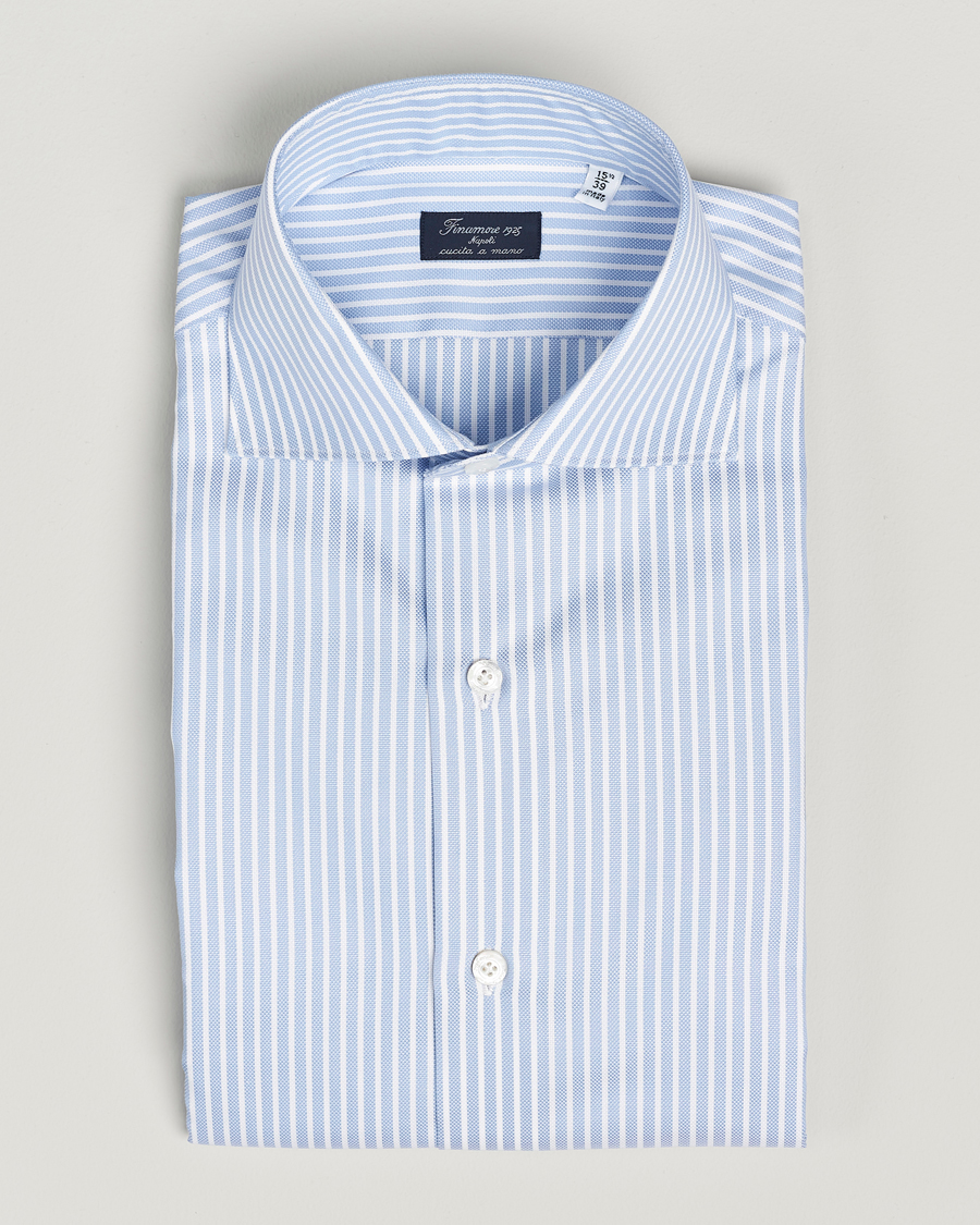 Homme | Chemises | Finamore Napoli | Milano Slim Royal Oxford Shirt Blue Stripe