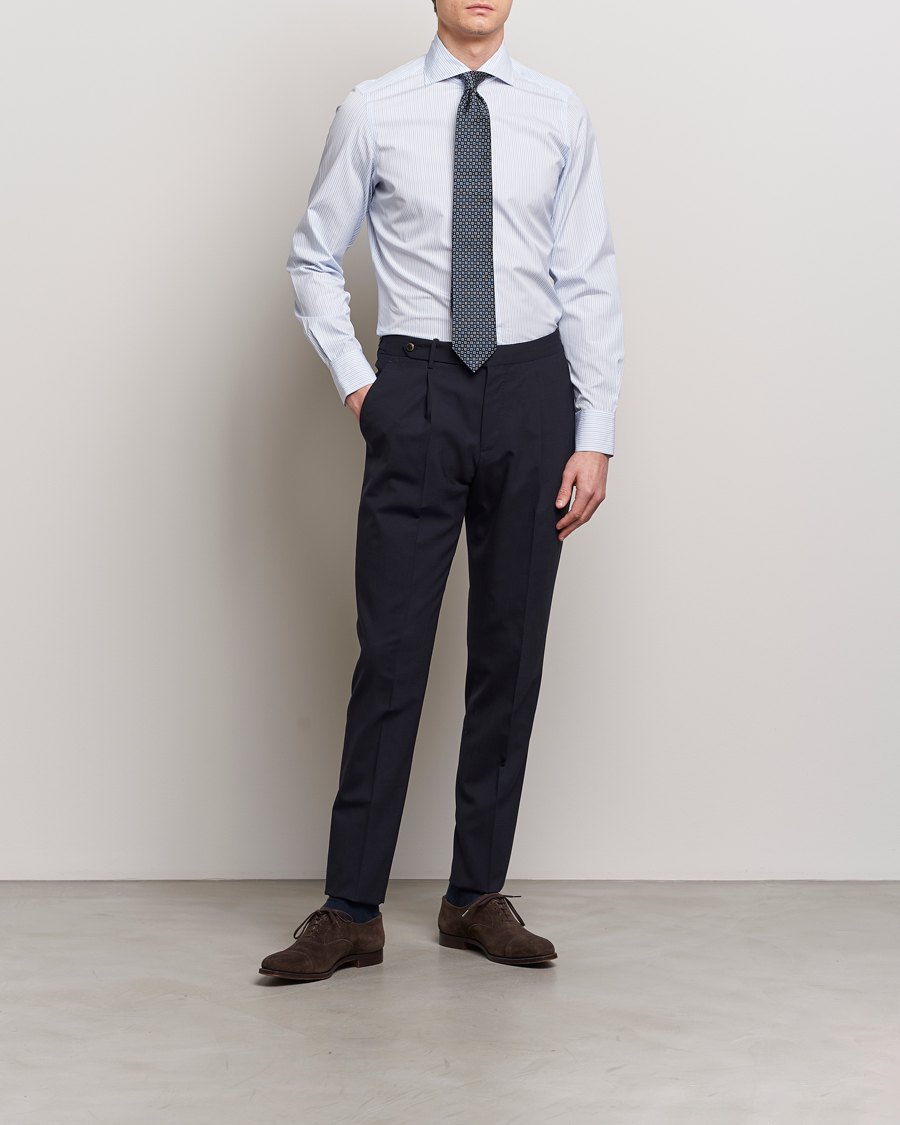 Homme | Chemises D'Affaires | Finamore Napoli | Milano Slim Giza 170 Dress Shirt Light Blue 