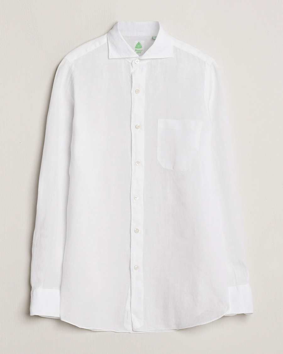 Homme | Chemises | Finamore Napoli | Gaeta Linen Pocket Shirt White
