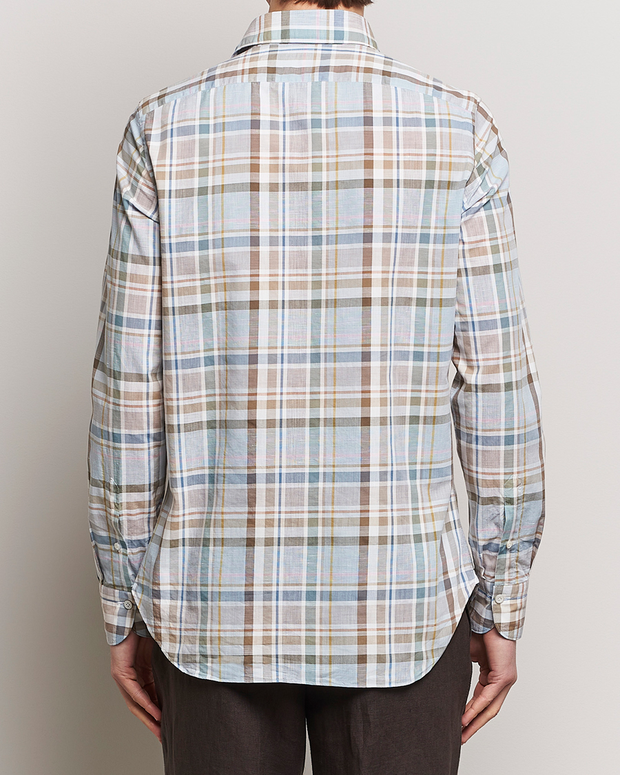 Homme | Chemises | Finamore Napoli | Gaeta Cotton/Linen Pocket Shirt Beige Check