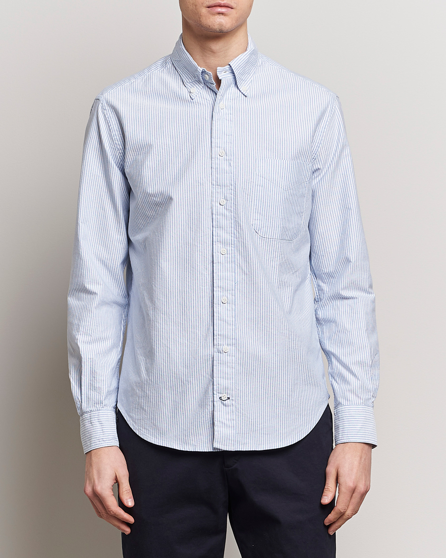 Homme |  | Gitman Vintage | Button Down Oxford Shirt Blue Stripe