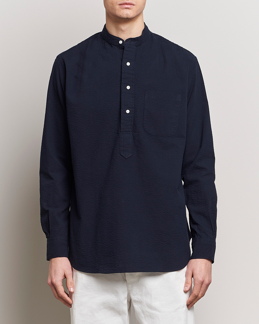 Homme | Chemises | Gitman Vintage | Tonal Seersucker Popover Shirt Navy
