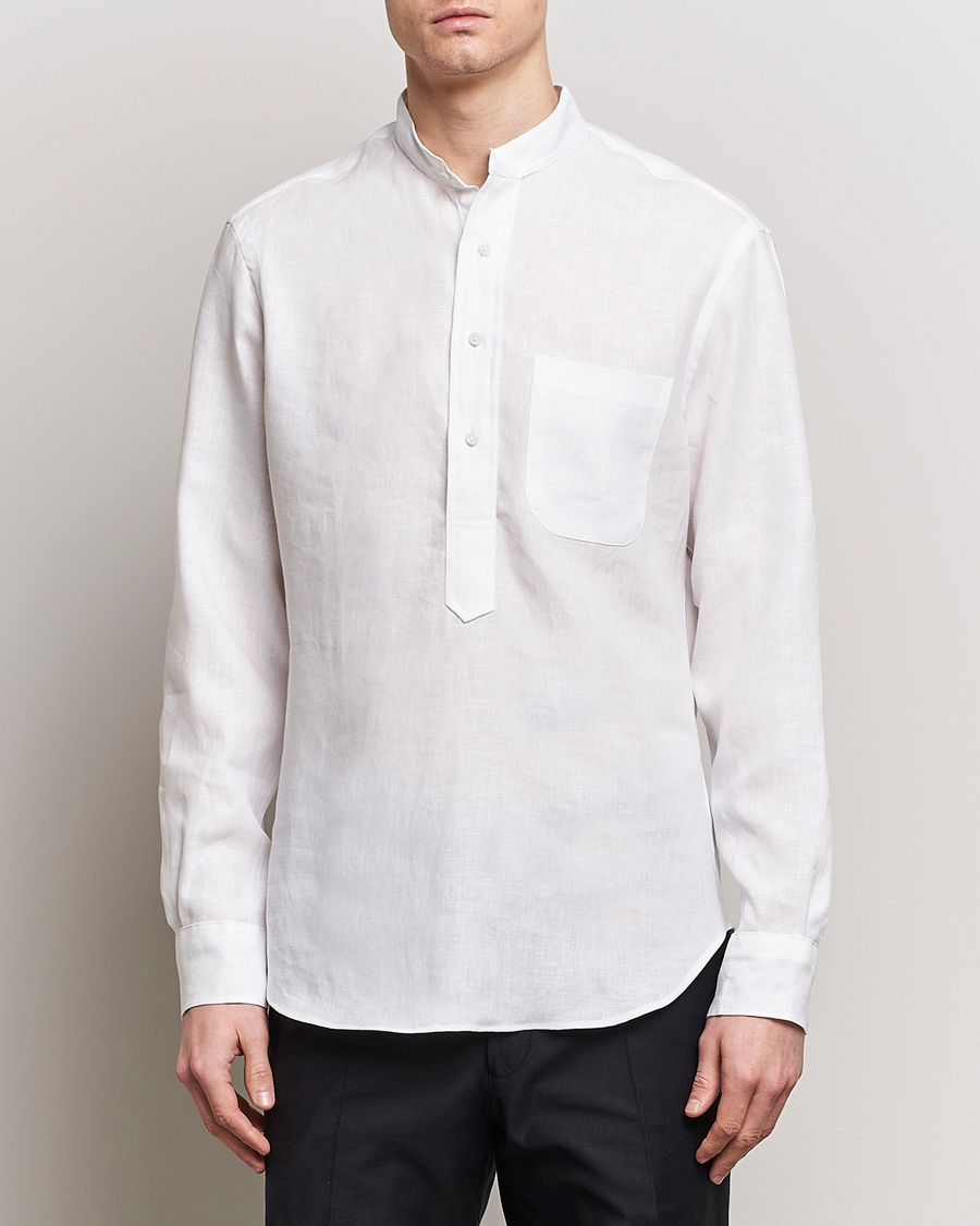 Homme | Preppy Authentic | Gitman Vintage | Linen Popover Shirt White