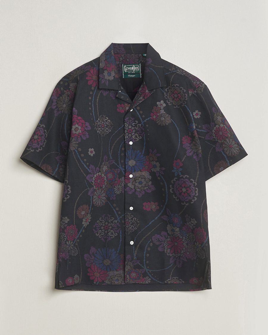 Homme | Chemises | Gitman Vintage | Japanese Floral Jacquard Camp Shirt Black