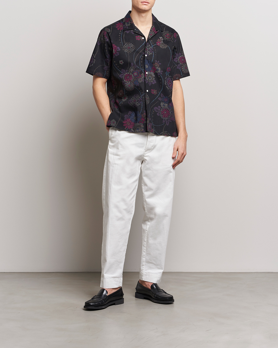 Homme | Chemises | Gitman Vintage | Japanese Floral Jacquard Camp Shirt Black