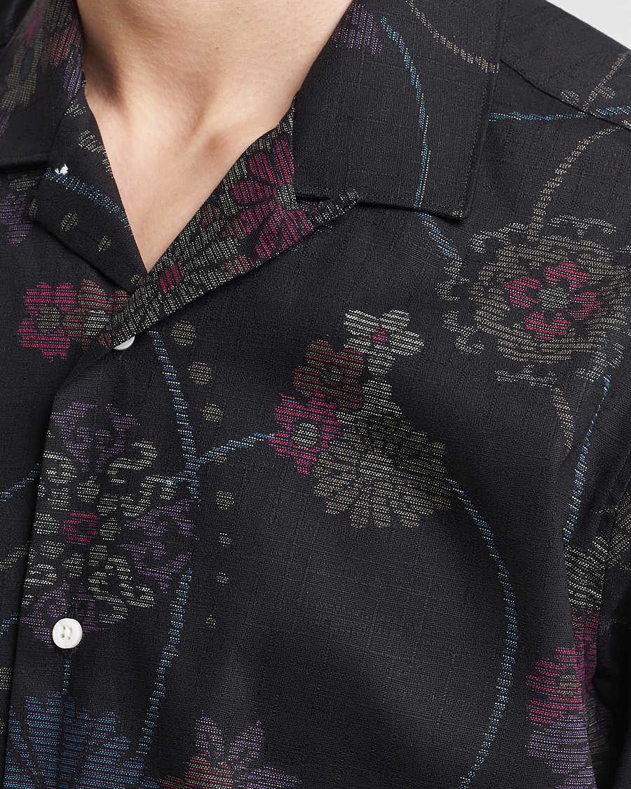 Homme | Chemises | Gitman Vintage | Japanese Floral Jacquard Camp Shirt Black