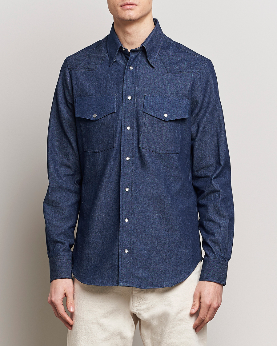 Homme | Chemises | Gitman Vintage | Denim Western Shirt Dark Indigo