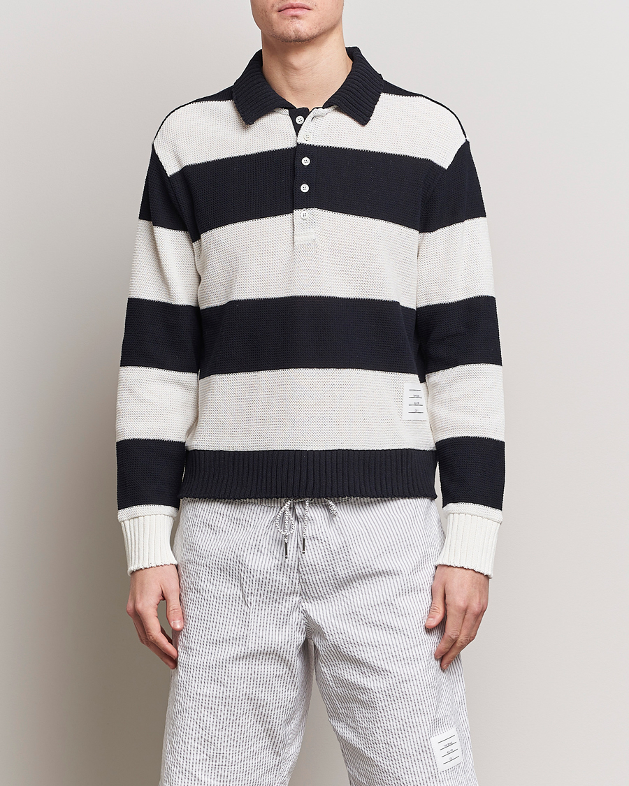 Homme | Soldes | Thom Browne | Long Sleeve Rugby White/Navy