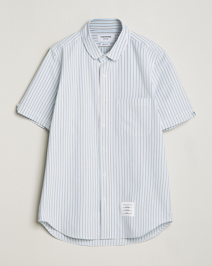 Homme | Chemises | Thom Browne | Short Sleeve Seersucker Shirt Light Blue