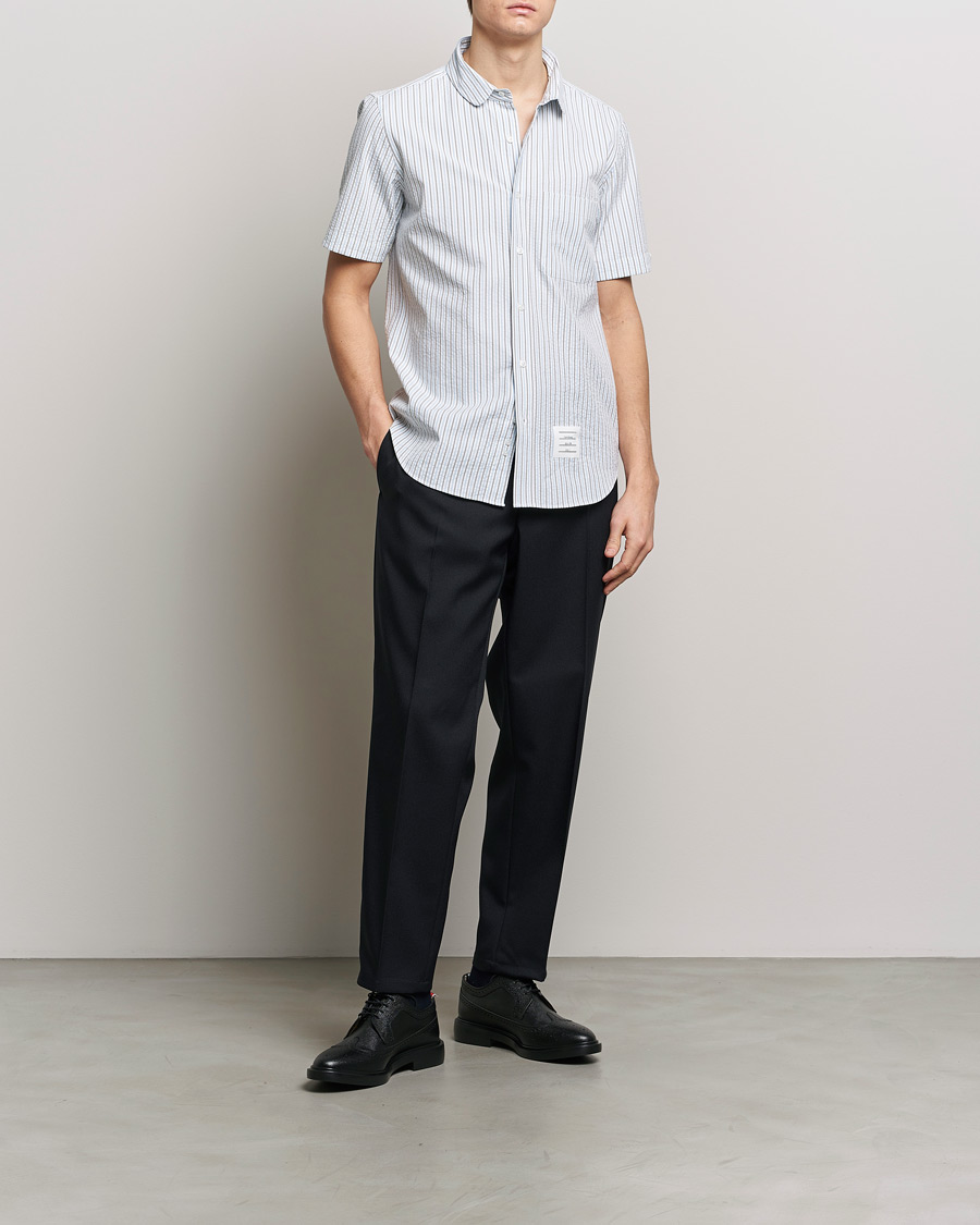 Homme | Chemises | Thom Browne | Short Sleeve Seersucker Shirt Light Blue
