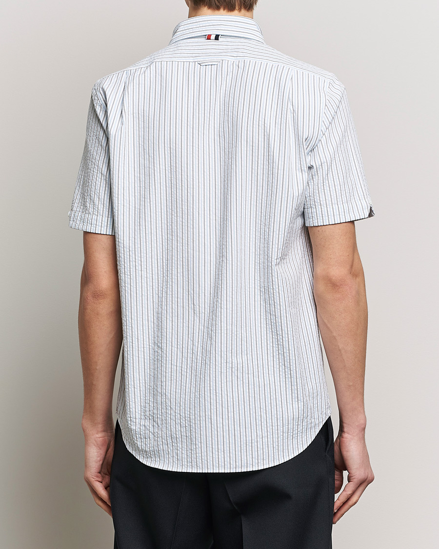Homme | Chemises | Thom Browne | Short Sleeve Seersucker Shirt Light Blue