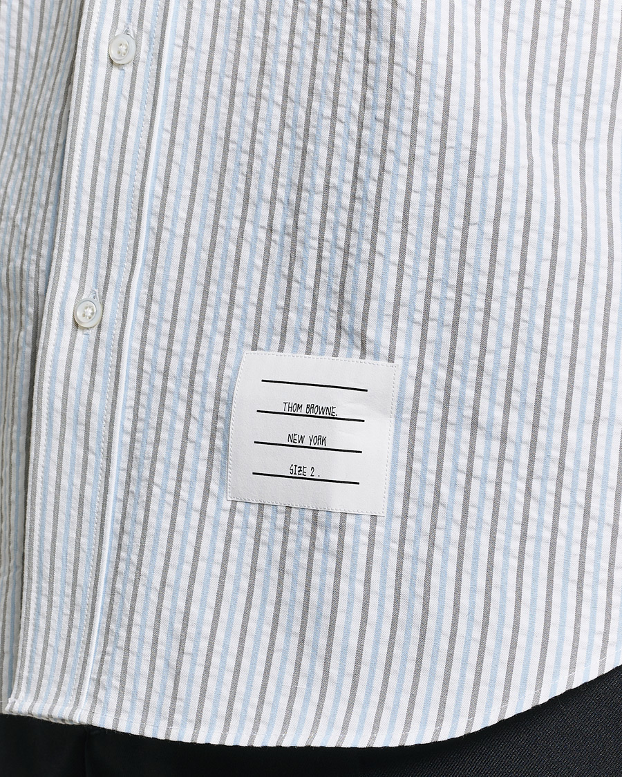Homme | Chemises | Thom Browne | Short Sleeve Seersucker Shirt Light Blue