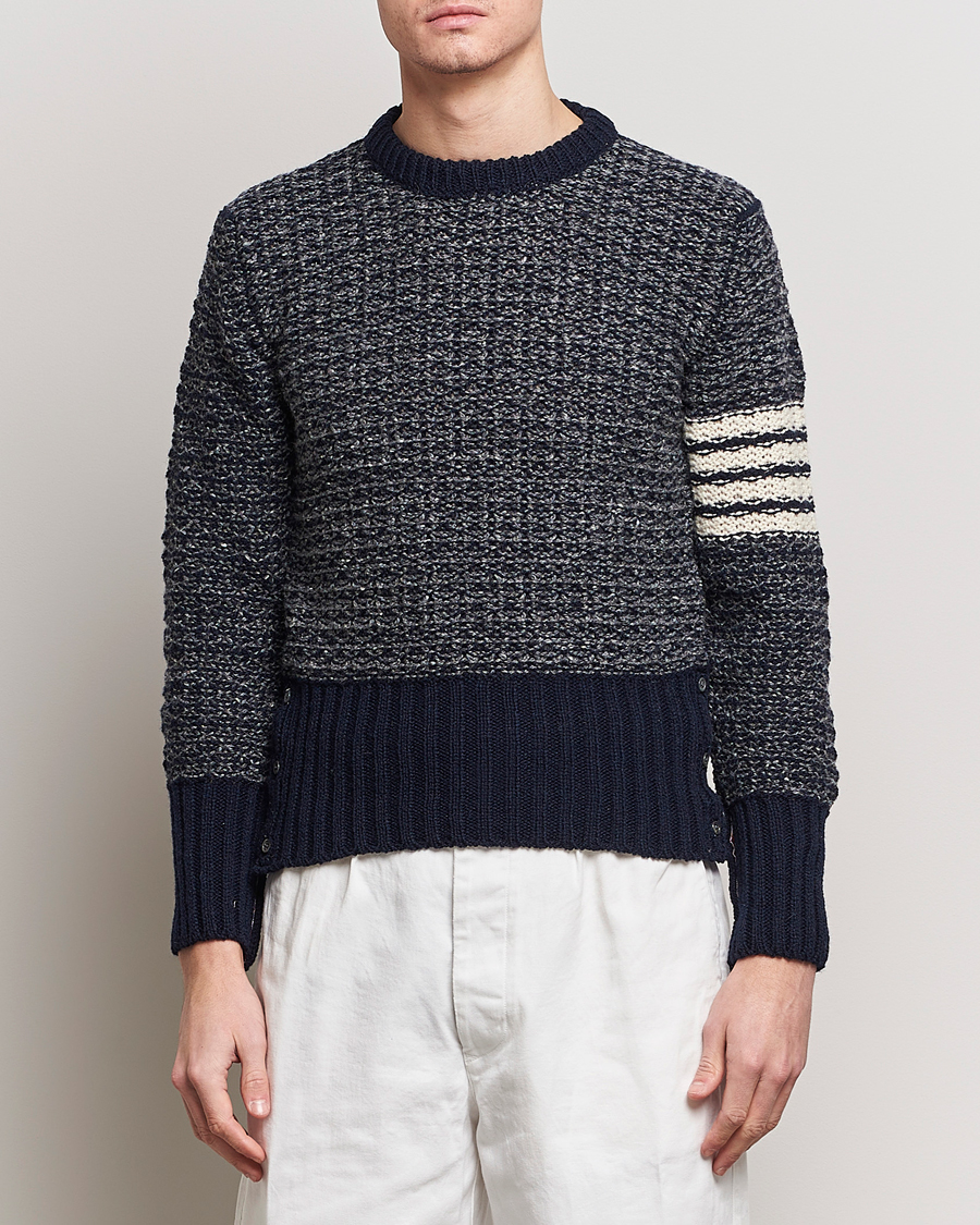 Homme |  | Thom Browne | 4-Bar Donegal Sweater Navy