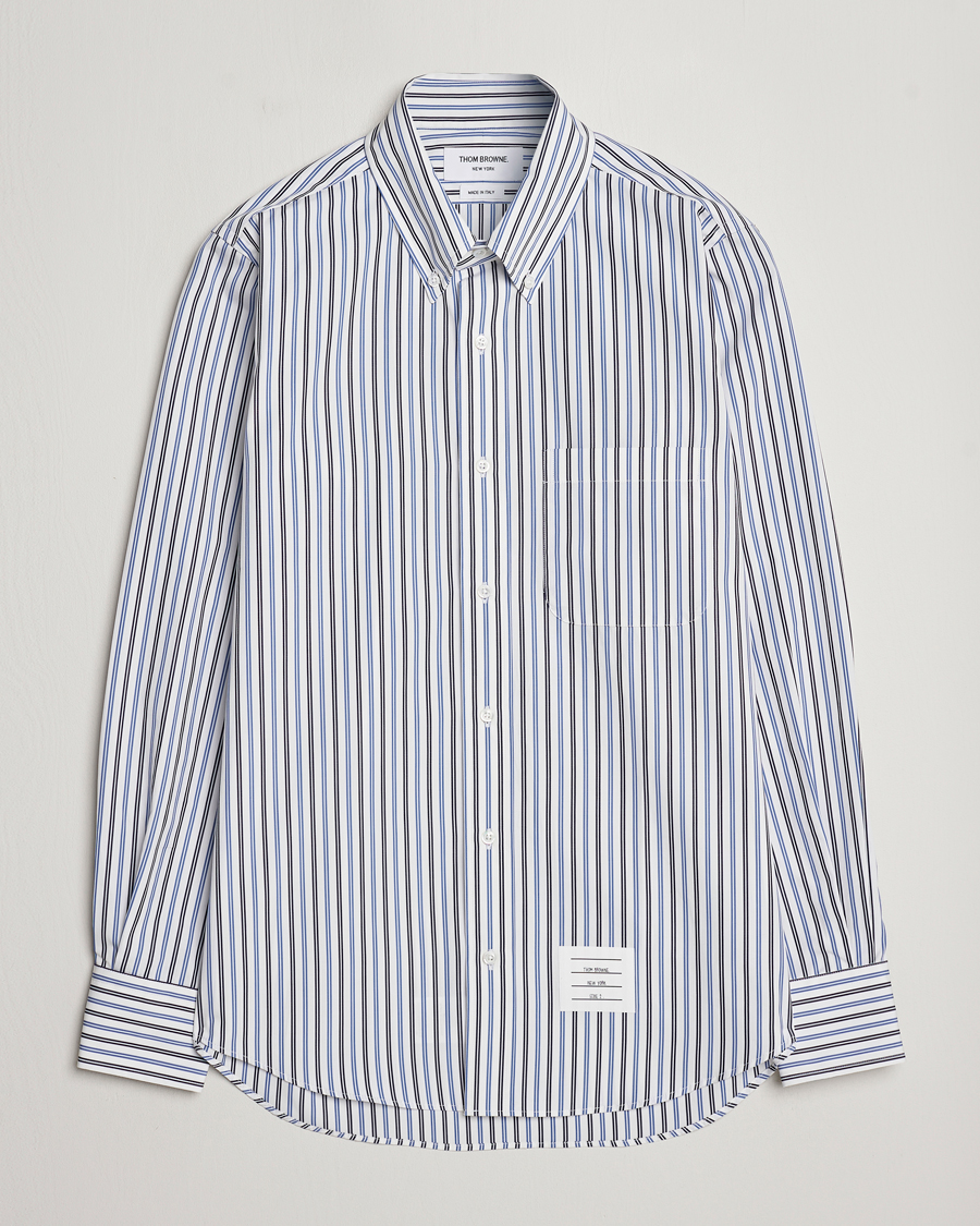 Homme | Chemises | Thom Browne | Button Down Poplin Shirt Navy Stripes