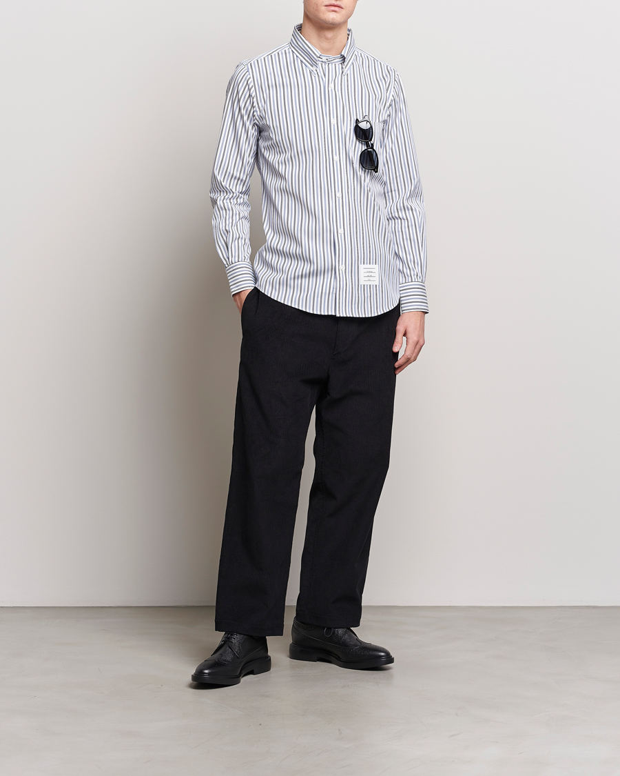 Homme | Chemises | Thom Browne | Button Down Poplin Shirt Navy Stripes
