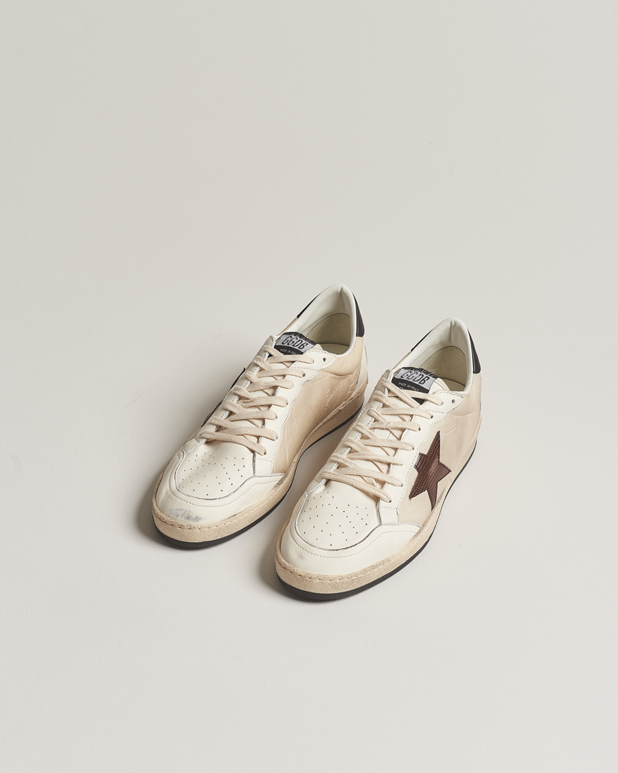 Homme | Baskets Blanches | Golden Goose | Deluxe Brand Ball Star Sneakers Beige/Burgundy