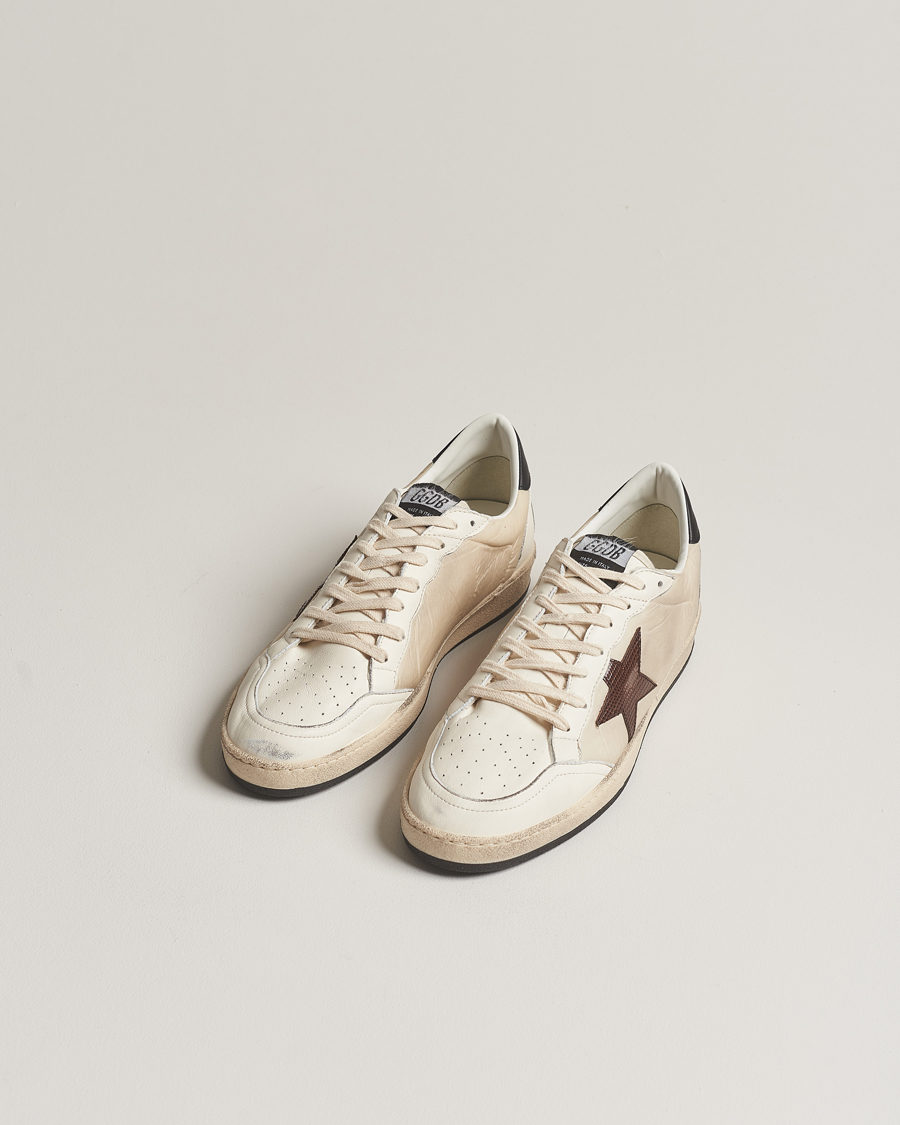 Homme | Golden Goose Deluxe Brand Ball Star Sneakers Beige/Burgundy | Golden Goose | Deluxe Brand Ball Star Sneakers Beige/Burgundy