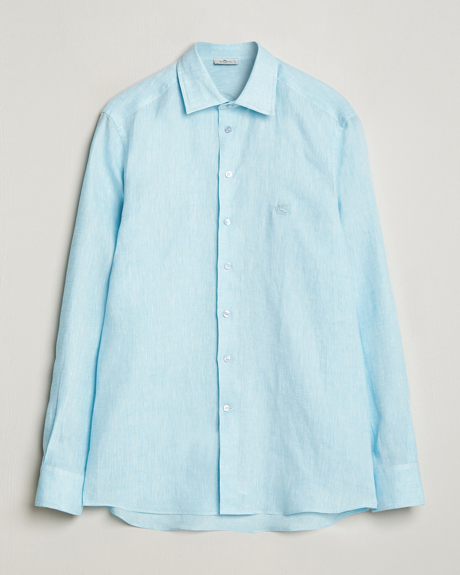 Homme | Chemises | Etro | Slim Fit Linen Shirt Light Blue