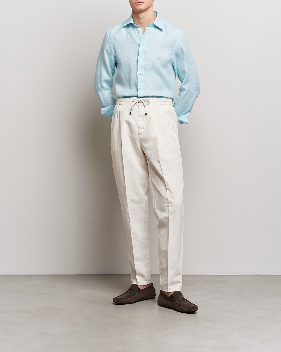 Homme | Chemises | Etro | Slim Fit Linen Shirt Light Blue