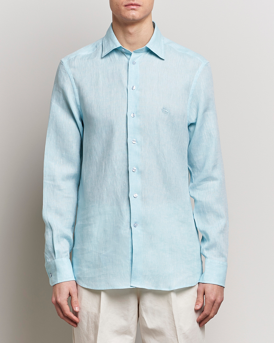 Homme | Chemises | Etro | Slim Fit Linen Shirt Light Blue