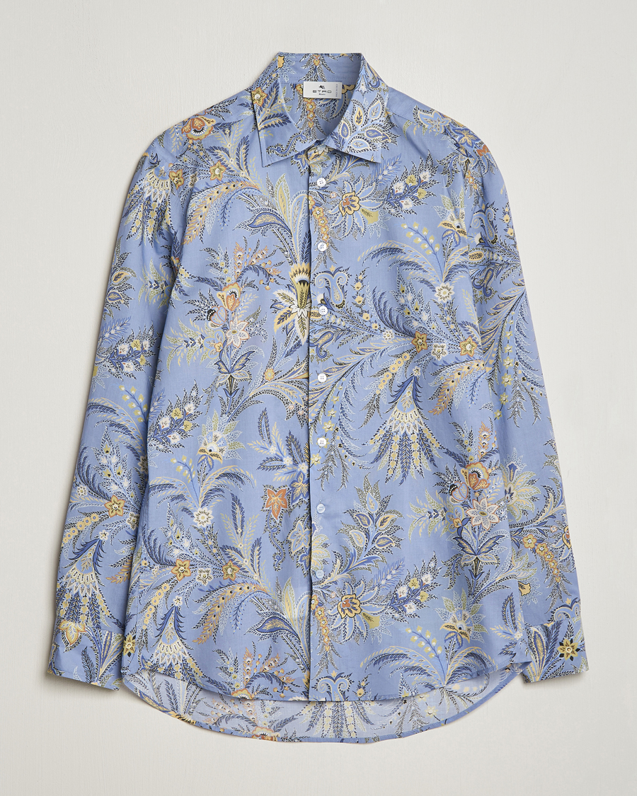 Homme | Chemises | Etro | Slim Fit Floral Print Shirt Azzurro