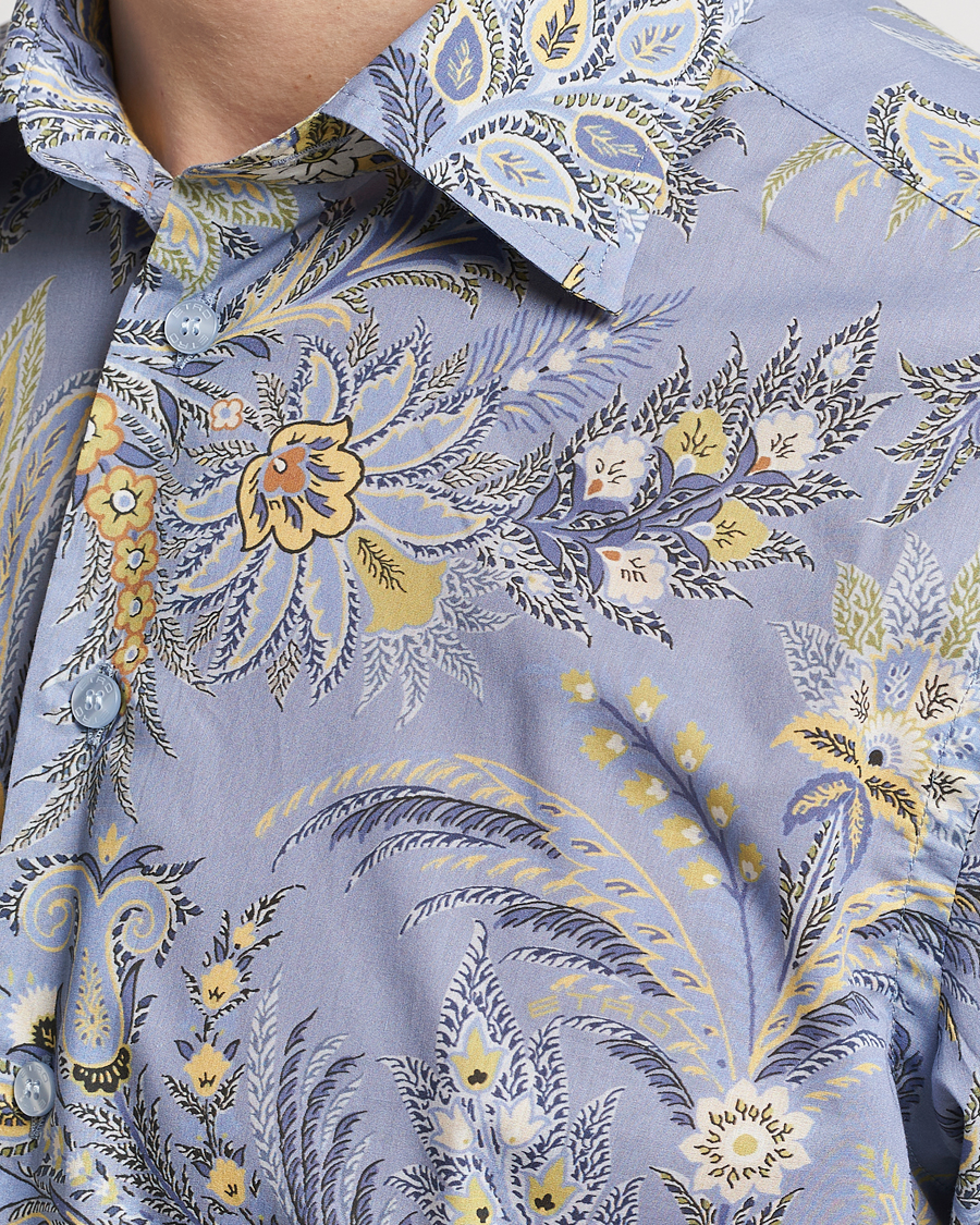 Homme | Chemises | Etro | Slim Fit Floral Print Shirt Azzurro