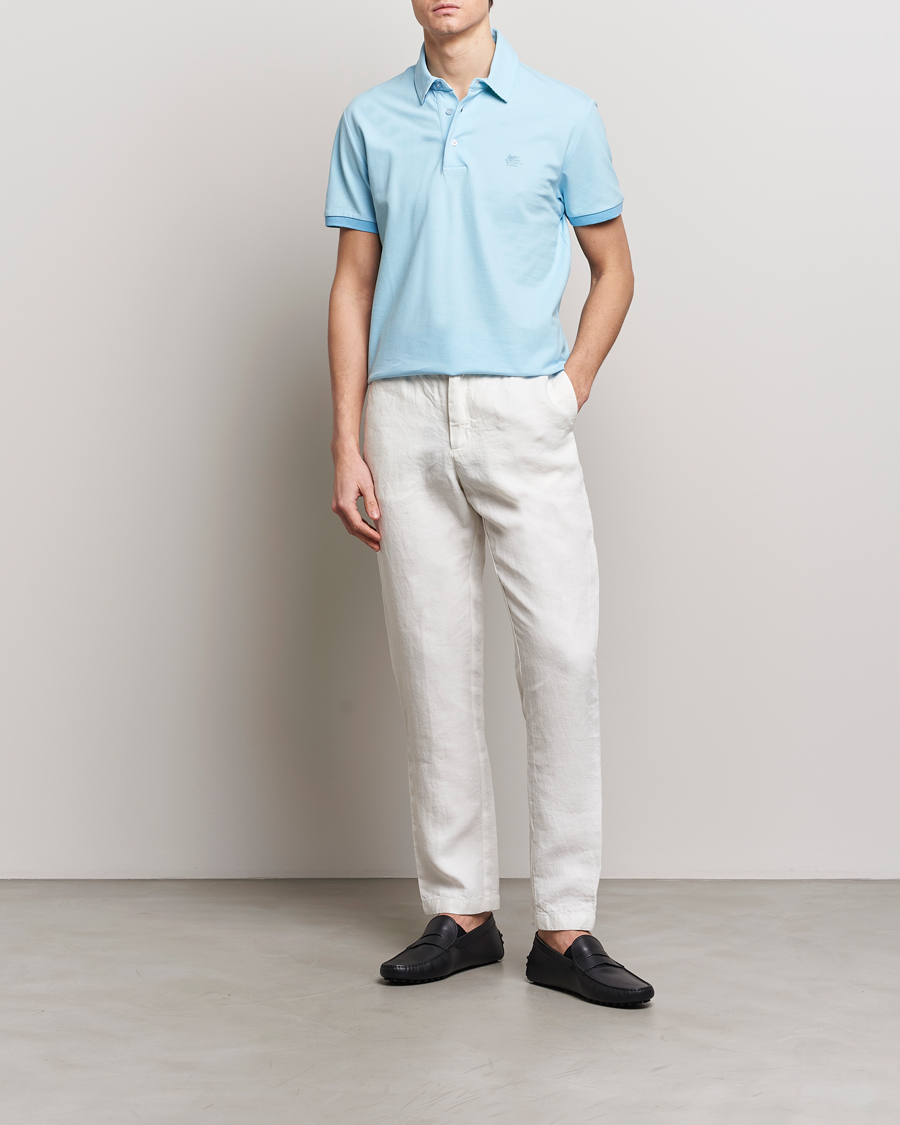 Homme | Polos | Etro | Contrast Paisley Polo Azzurro