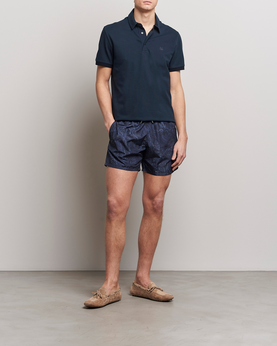 Homme | Polos | Etro | Contrast Paisley Polo Navy
