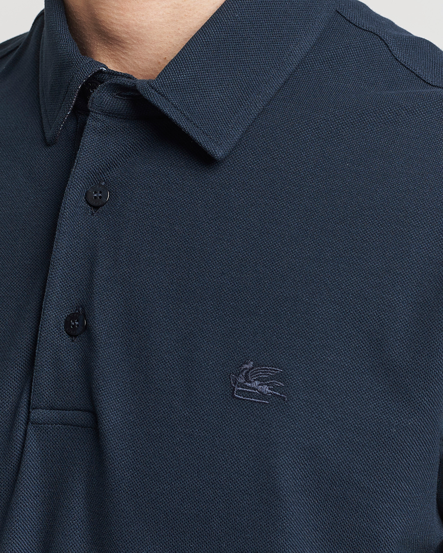 Homme | Polos | Etro | Contrast Paisley Polo Navy