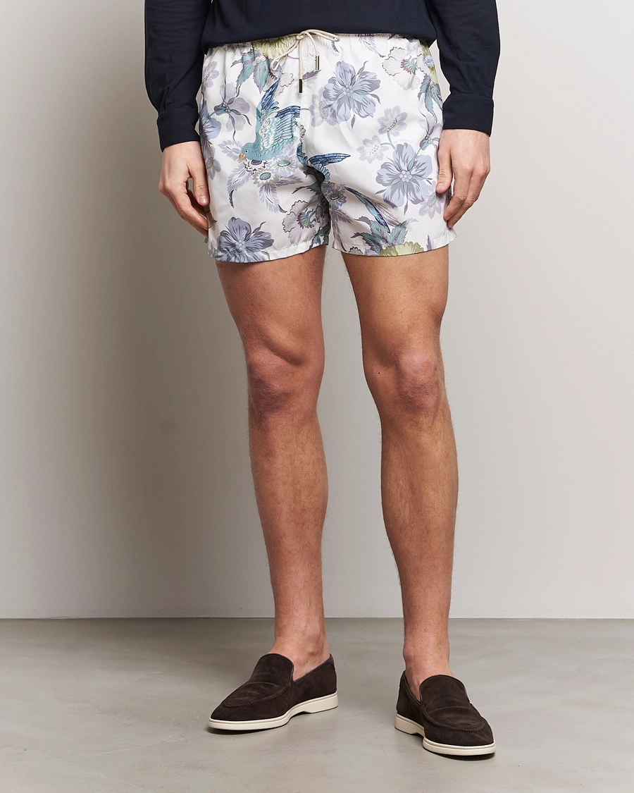 Homme | Italian Department | Etro | Floral Printed Swim Shorts Light Grey