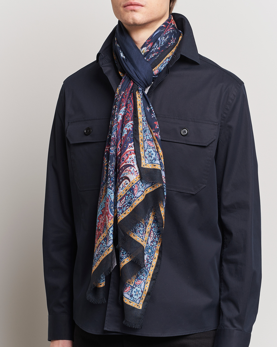 Homme | Etro Modal/Cashmere Printed Scarf Navy | Etro | Modal/Cashmere Printed Scarf Navy