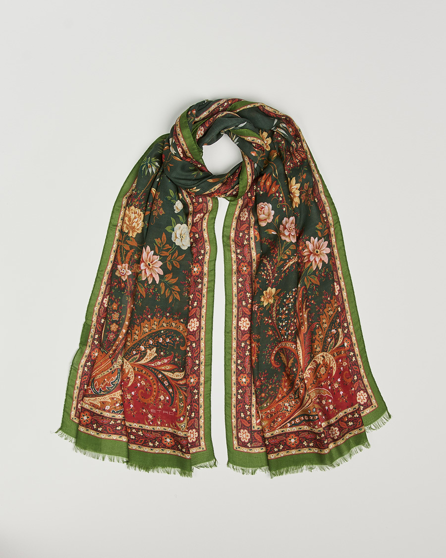 Homme | Etro Modal/Cashmere Printed Scarf Green/Burgundy | Etro | Modal/Cashmere Printed Scarf Green/Burgundy