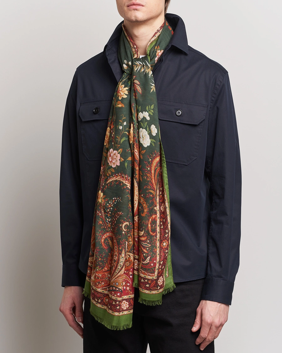 Homme |  | Etro | Modal/Cashmere Printed Scarf Green/Burgundy