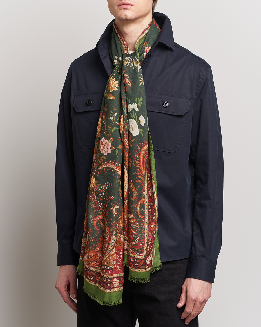 Homme | Etro Modal/Cashmere Printed Scarf Green/Burgundy | Etro | Modal/Cashmere Printed Scarf Green/Burgundy