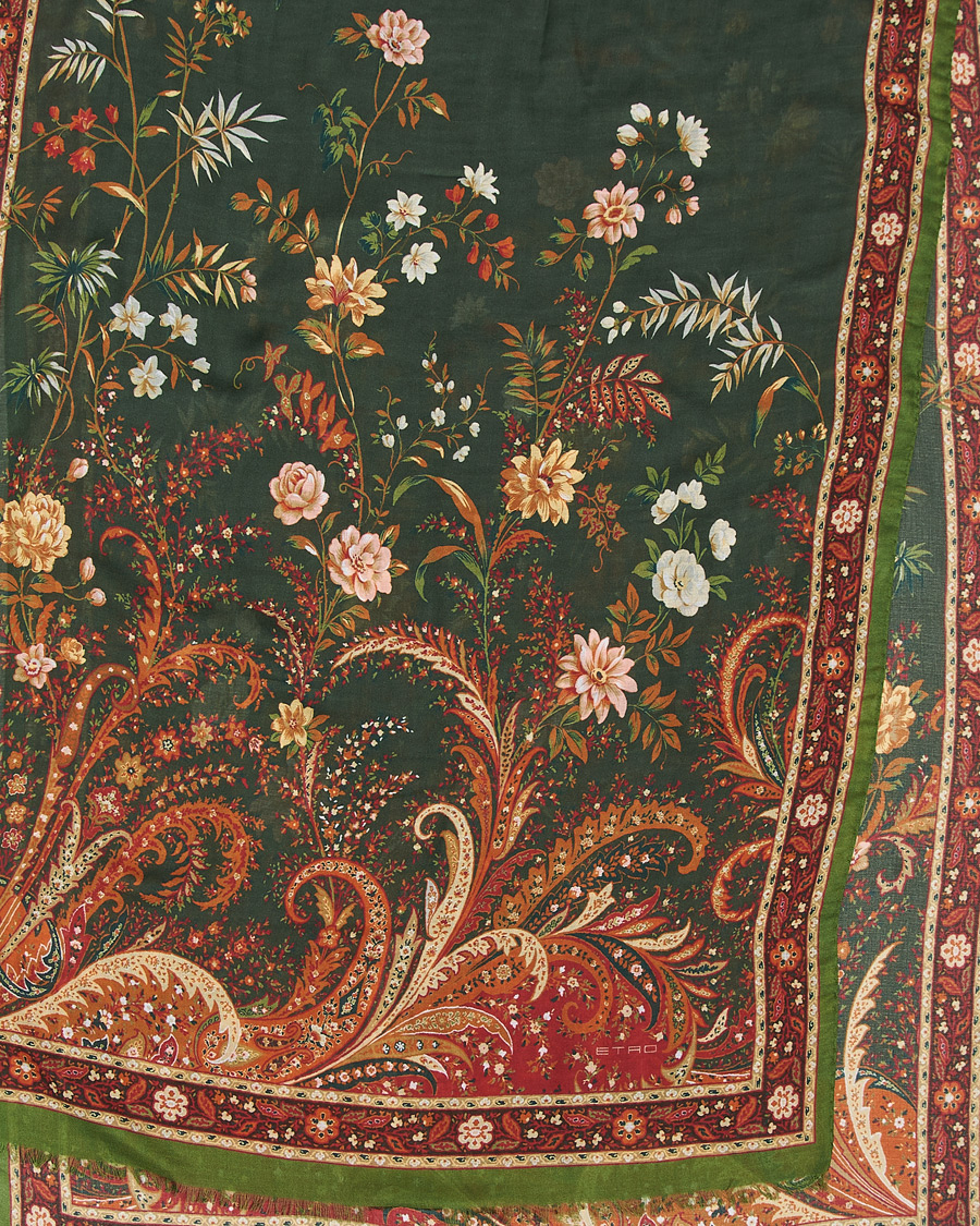 Homme | Etro Modal/Cashmere Printed Scarf Green/Burgundy | Etro | Modal/Cashmere Printed Scarf Green/Burgundy
