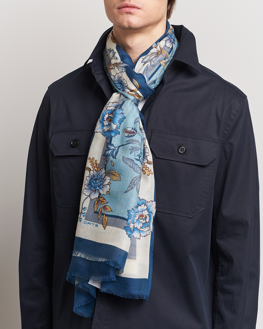 Men | Dress Scarves | Etro | Modal/Cashmere Printed Scarf Light Blue