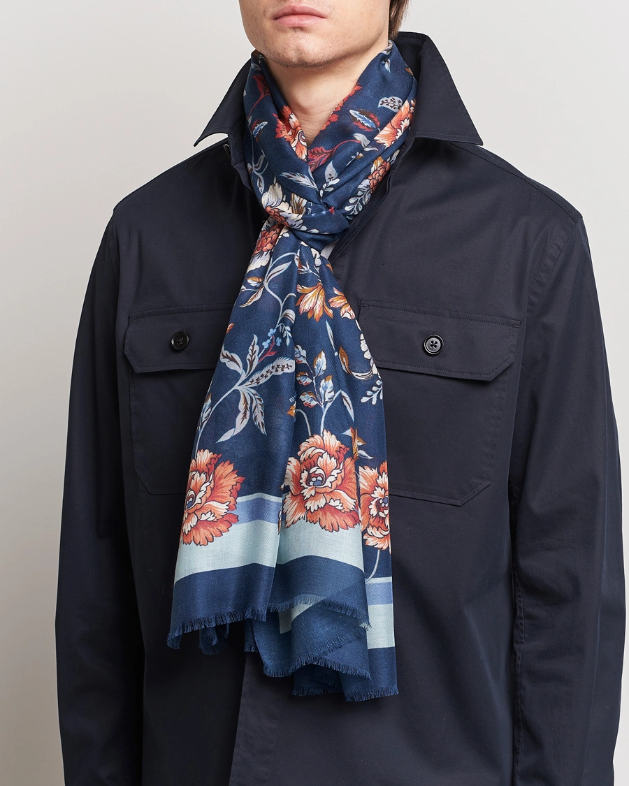 Homme | Sections | Etro | Modal/Cashmere Printed Scarf Dark Blue